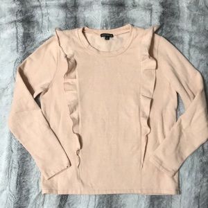 J Crew Mercantile peach sweatshirt with ruffles down the front size womens small